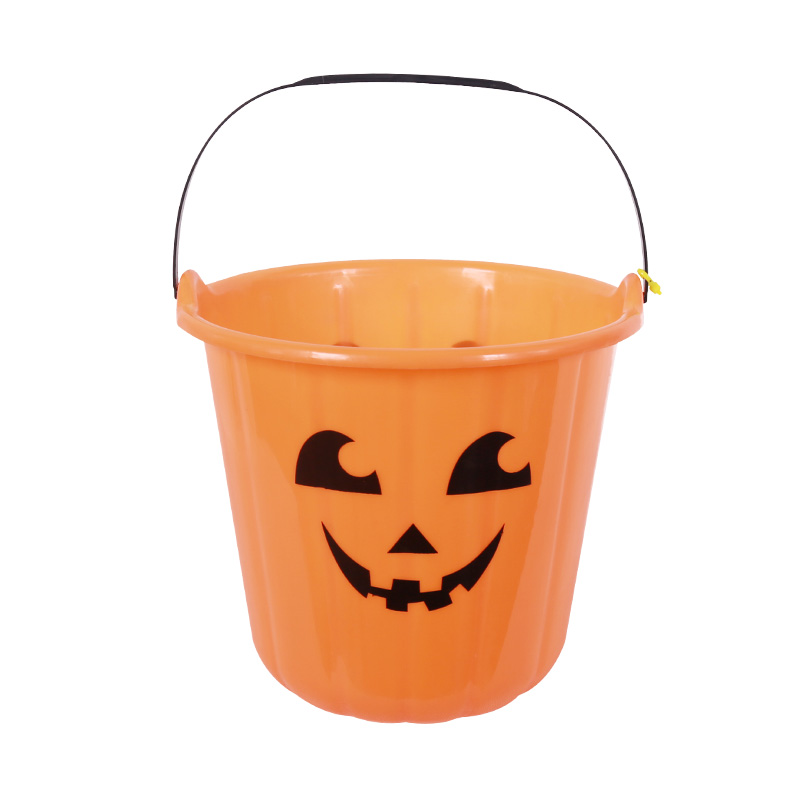Halloween Ghost Festival Pumpkin Smiley Face Decoration Plastic Bucket Gift Candy Storage