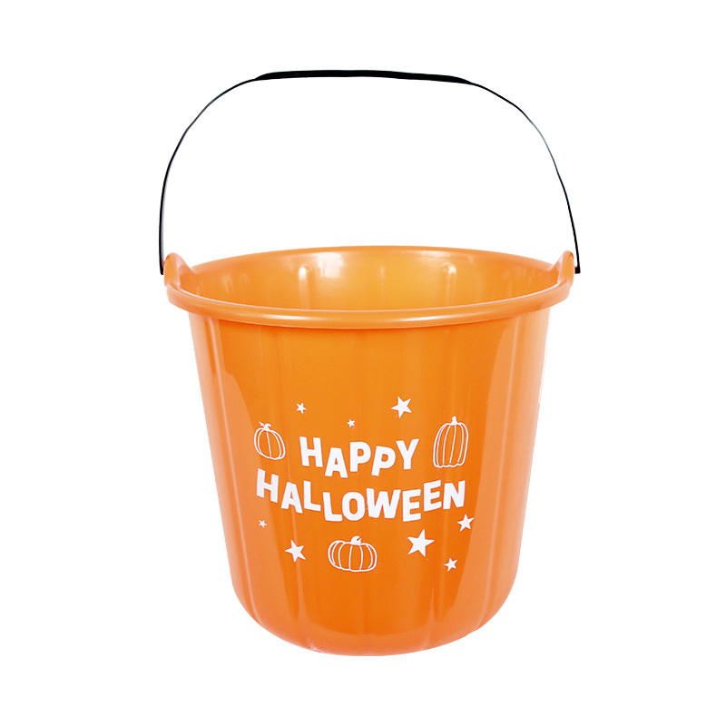 Halloween Ghost Festival Pumpkin Smiley Face Decoration Plastic Bucket Gift Candy Storage
